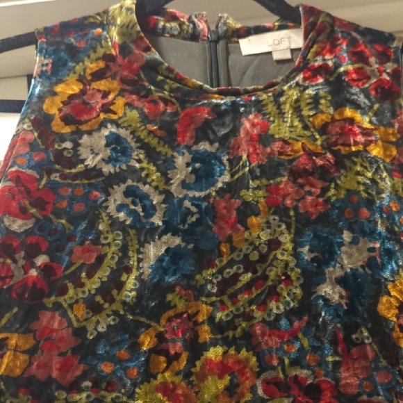 LOFT Multicolor Floral Velvet Swing Dress - Picture 4 of 4